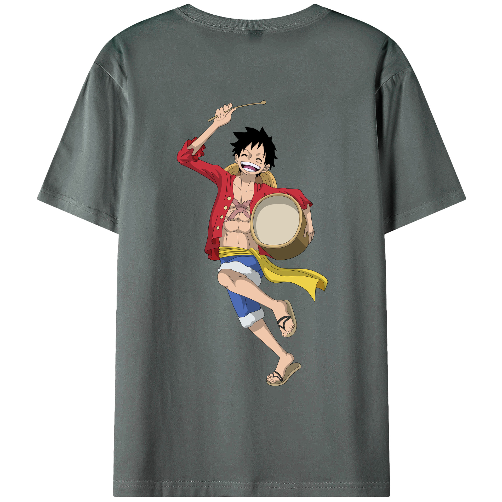 ワンピース モンキー・D・ルフィ ONE PIECE Monkey D. Luffy 綿100％ メンズ半袖Tシャツ（バックプリント） 通気性